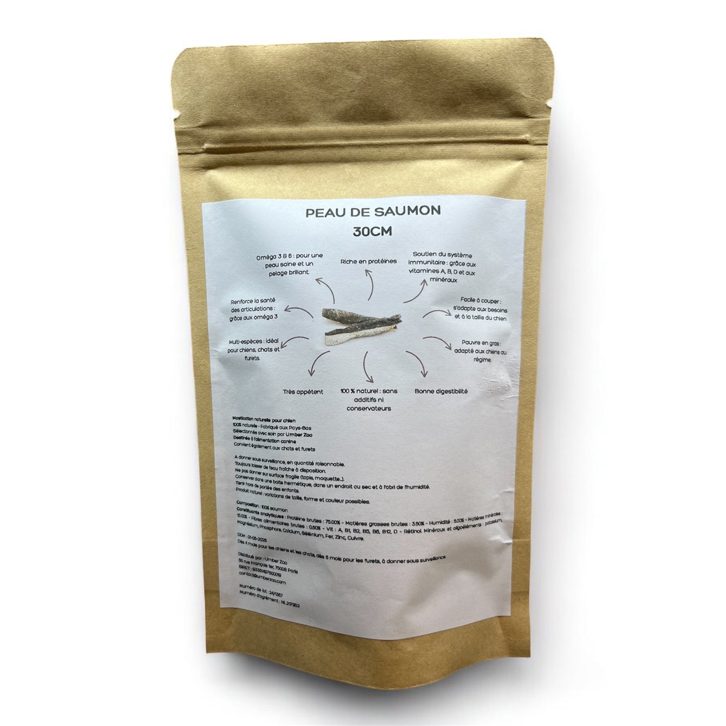 🐟 Morceau de Peau de Saumon sans chair 100% Naturelle - Pour Chiens, Chats & Furets