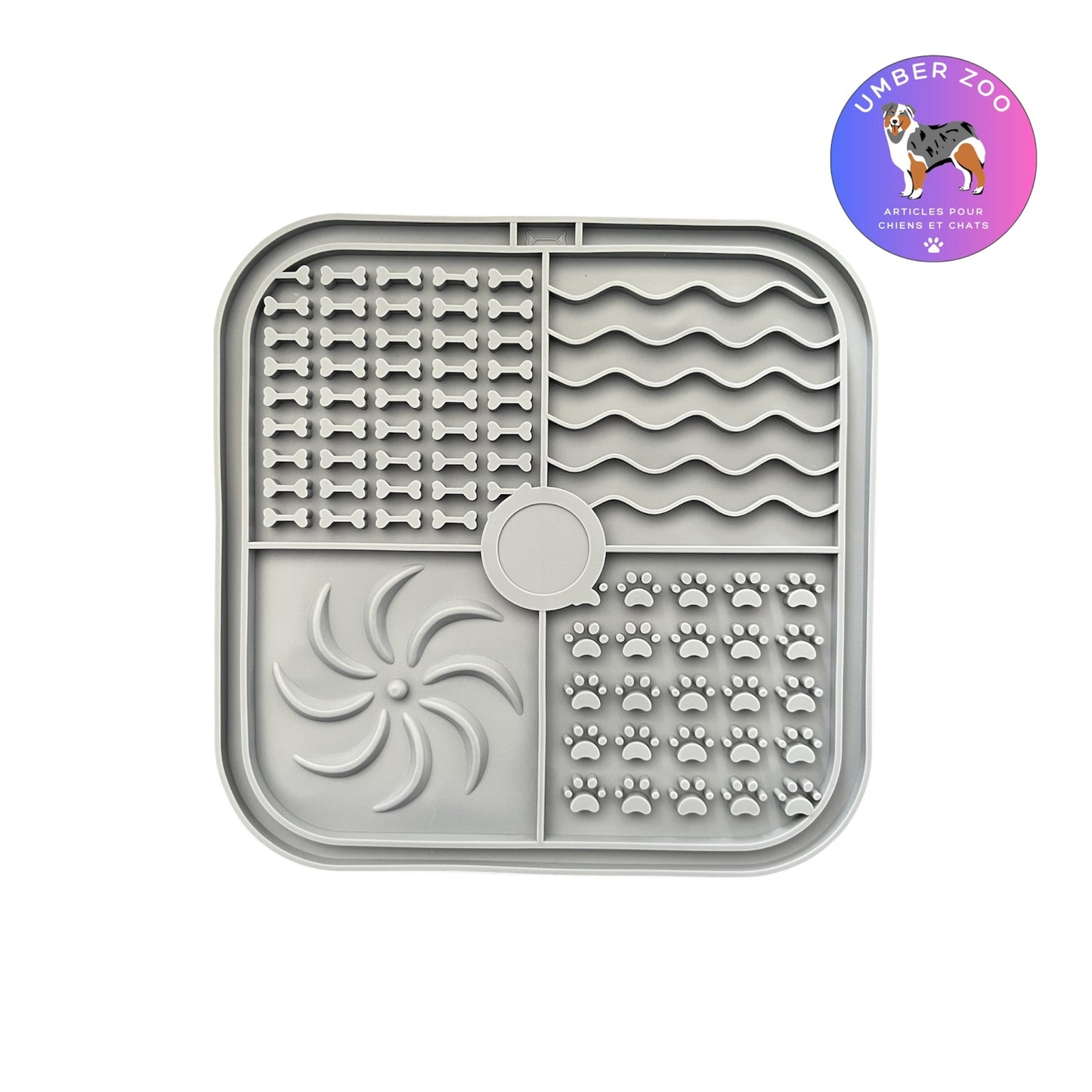 Tapis de léchage en silicone – Fixation murale ou au sol — 19,5 x 19,5 cm