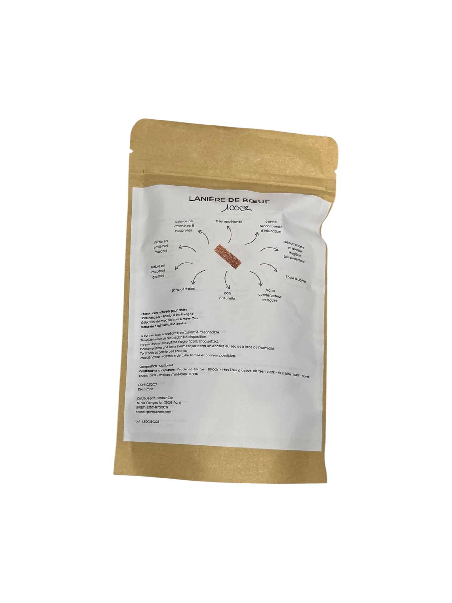 100gr Lanières de Bœuf - 100% Naturelles