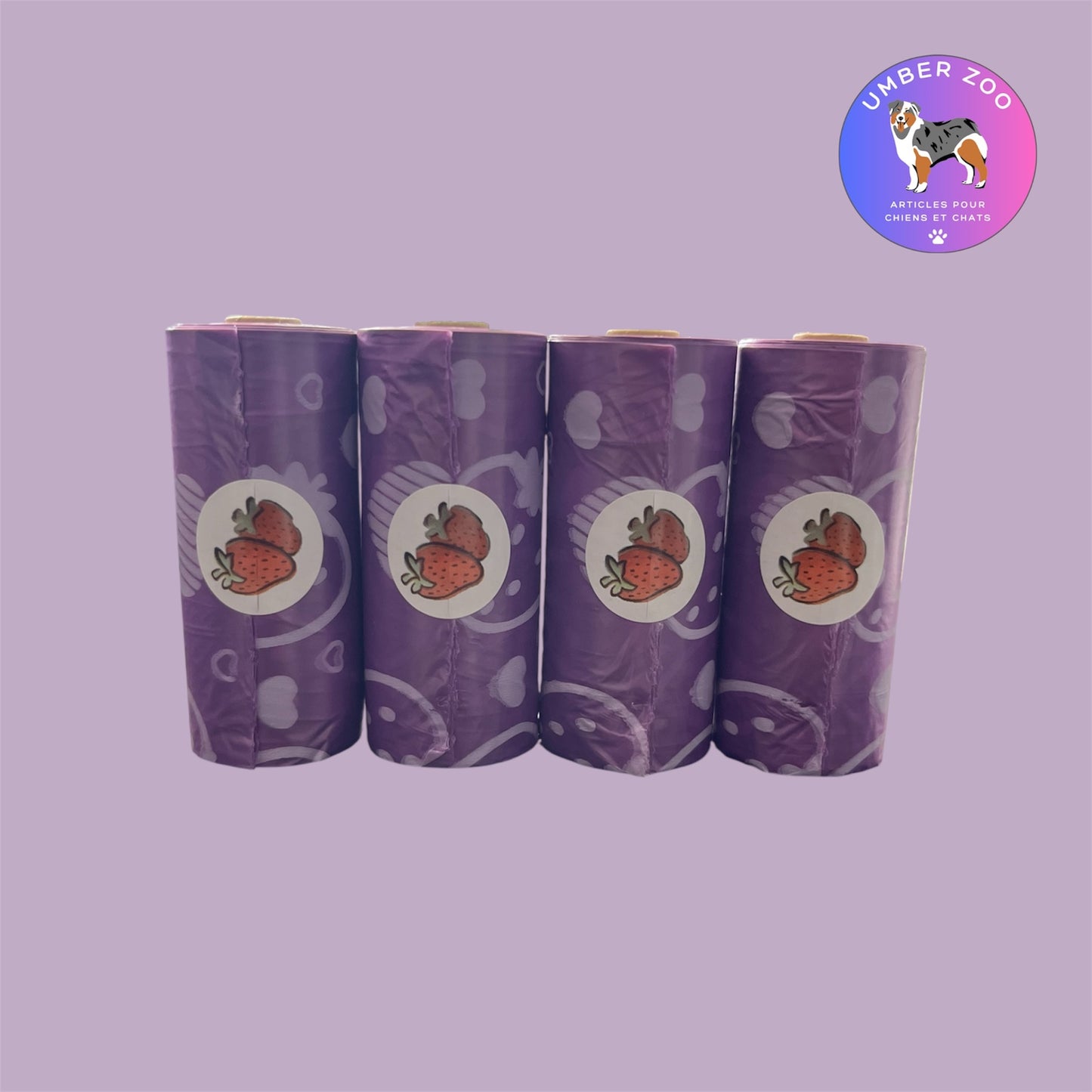 Sacs à Déjections Violets – Biodégradables & Parfumés à la Fraise