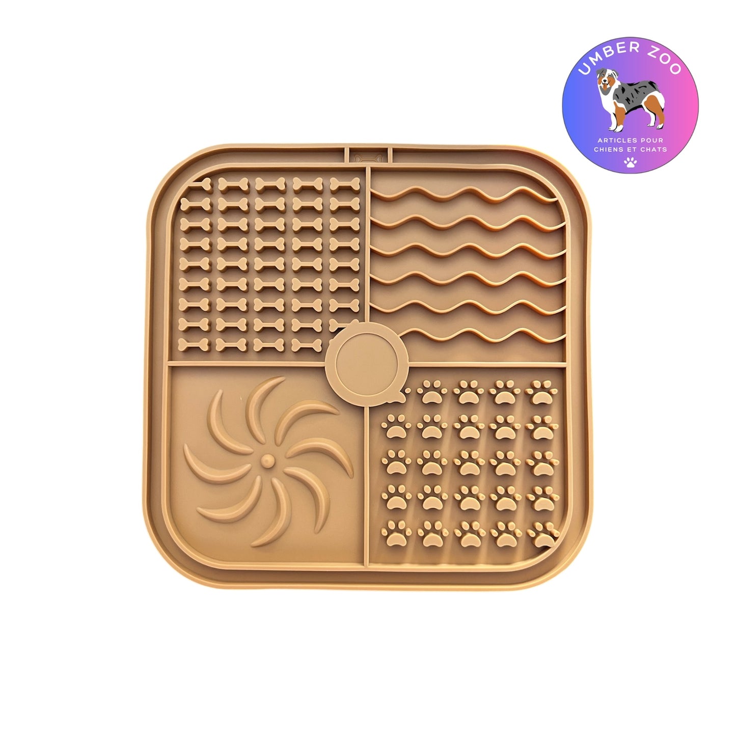 Tapis de léchage en silicone – Fixation murale ou au sol — 19,5 x 19,5 cm