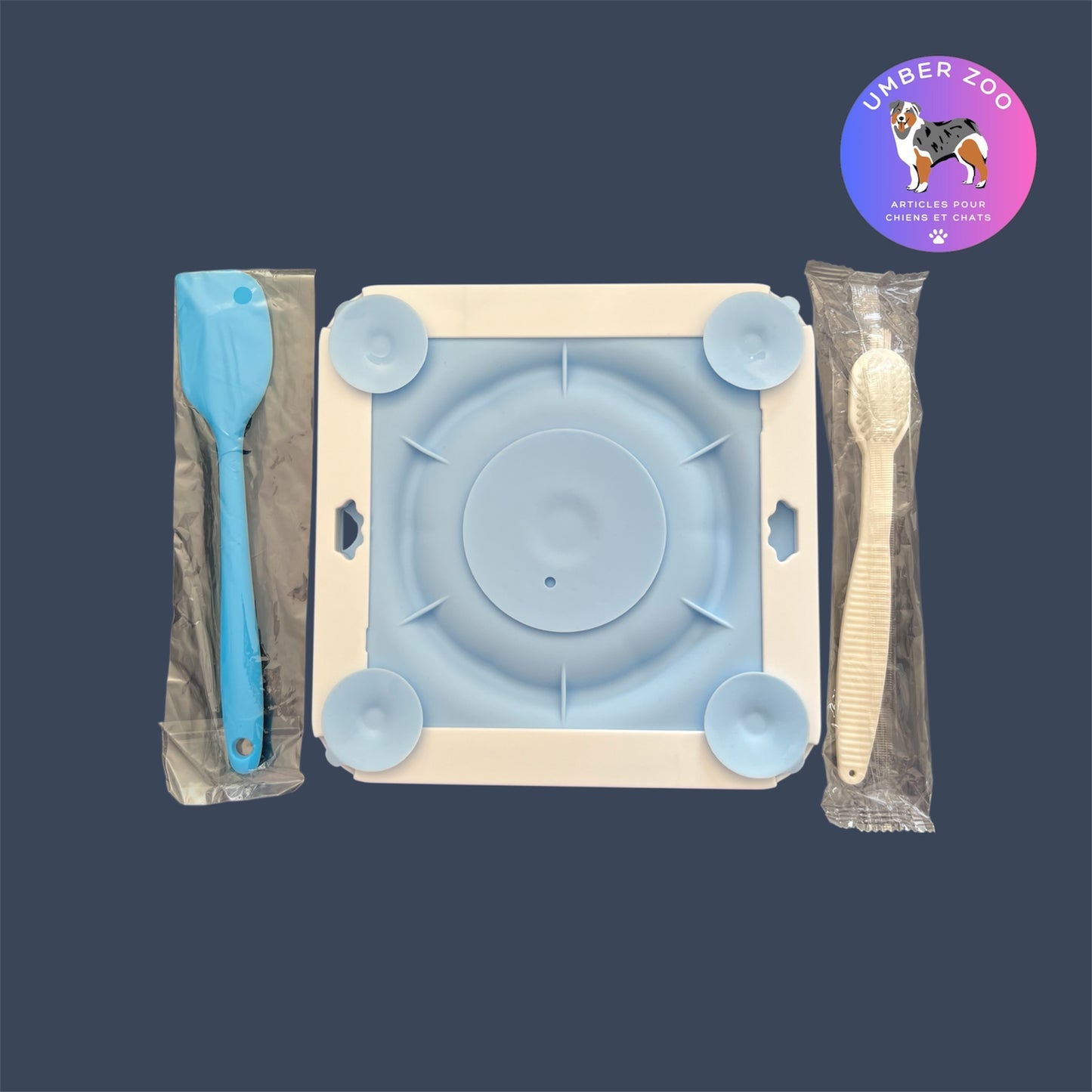 Tapis de léchage en silicone – Avec ventouses – Bleu clair