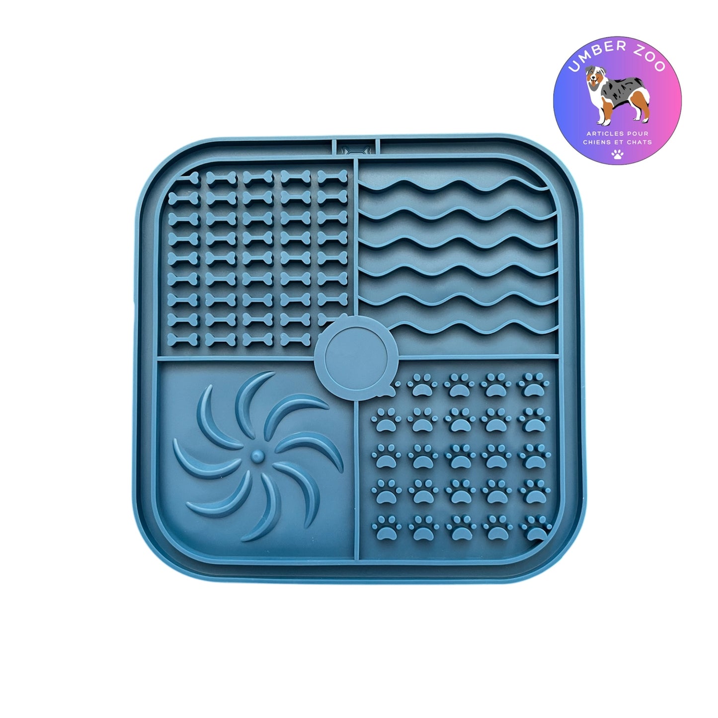 Tapis de léchage en silicone – Fixation murale ou au sol — 19,5 x 19,5 cm