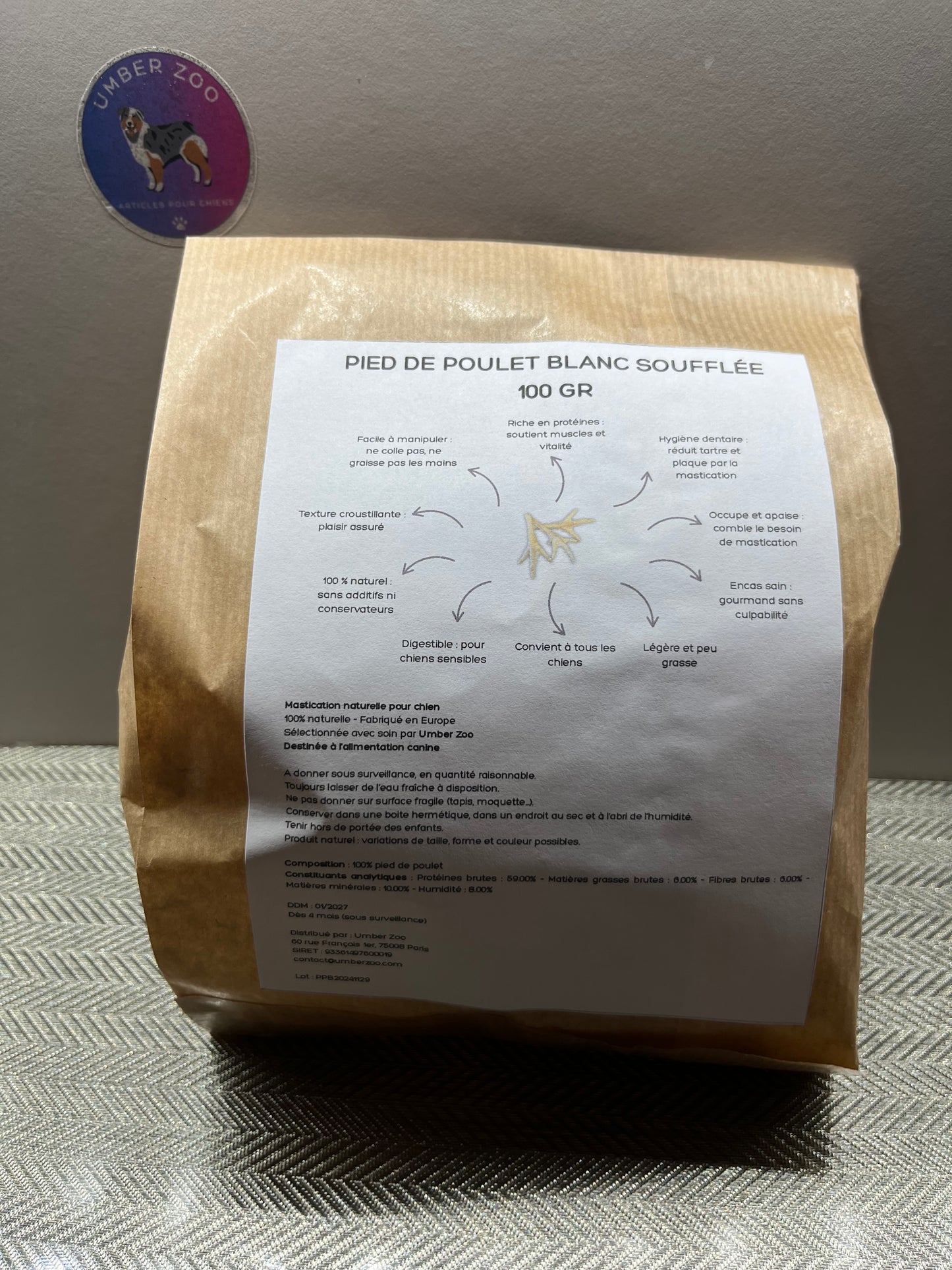 100g Pattes de Poulet Soufflées – 100 % Naturelles