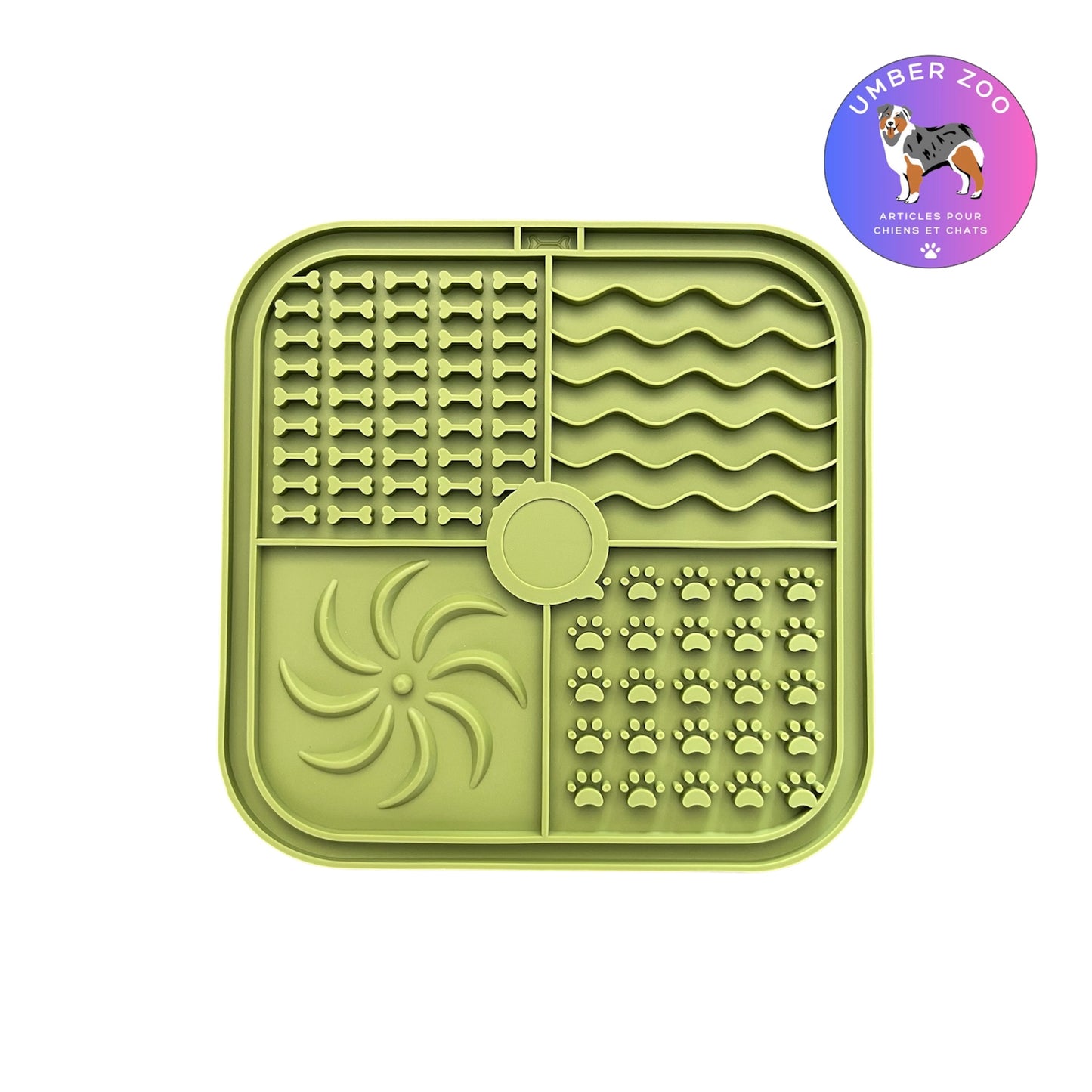 Tapis de léchage en silicone – Fixation murale ou au sol — 19,5 x 19,5 cm