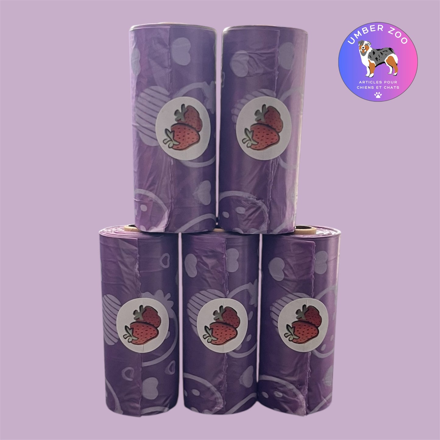 Sacs à Déjections Violets – Biodégradables & Parfumés à la Fraise
