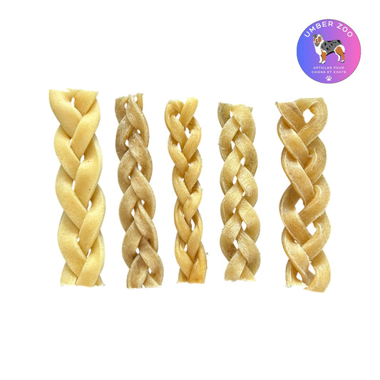 Tresse en peau de buffle – 100 % naturelle - 5 pièces (≈ 12 cm)
