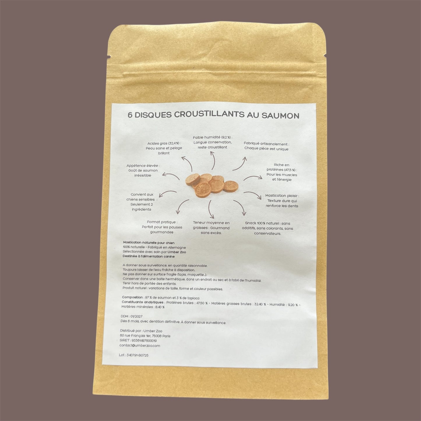 Disques croustillants au saumon – 100 % naturels – 100 g