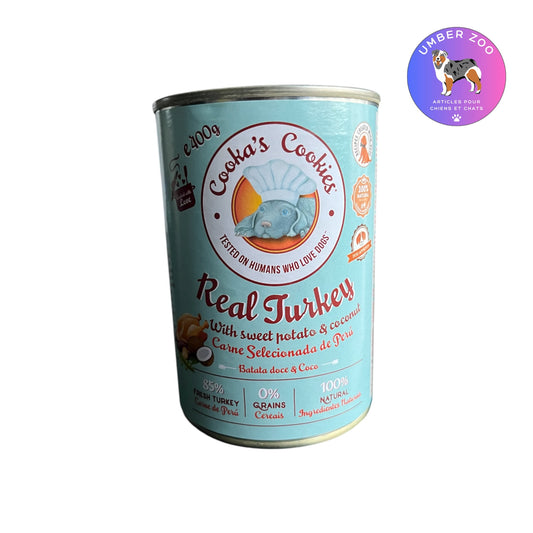 Cooka’s Cookie : Pâtée pour chien à la dinde naturelle – Boîte 400g premium
