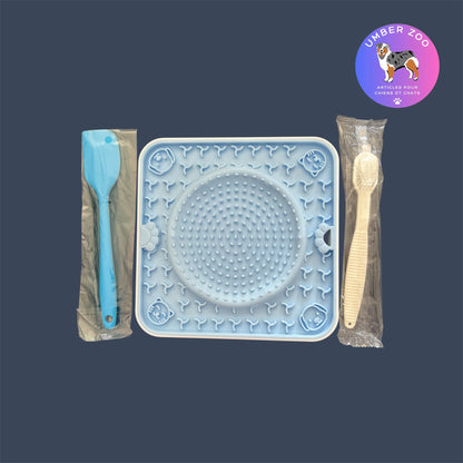Tapis de léchage en silicone – Avec ventouses – Bleu clair
