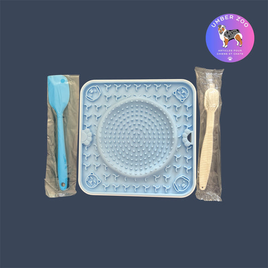 Tapis de léchage en silicone – Avec ventouses – Bleu clair