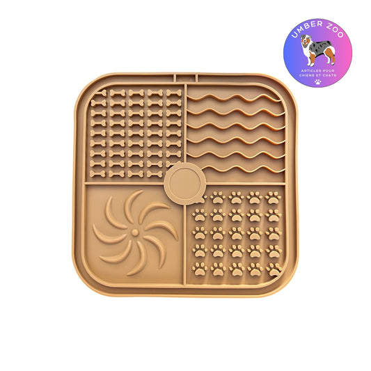 Tapis de léchage en silicone – Fixation murale ou au sol — 19,5 x 19,5 cm