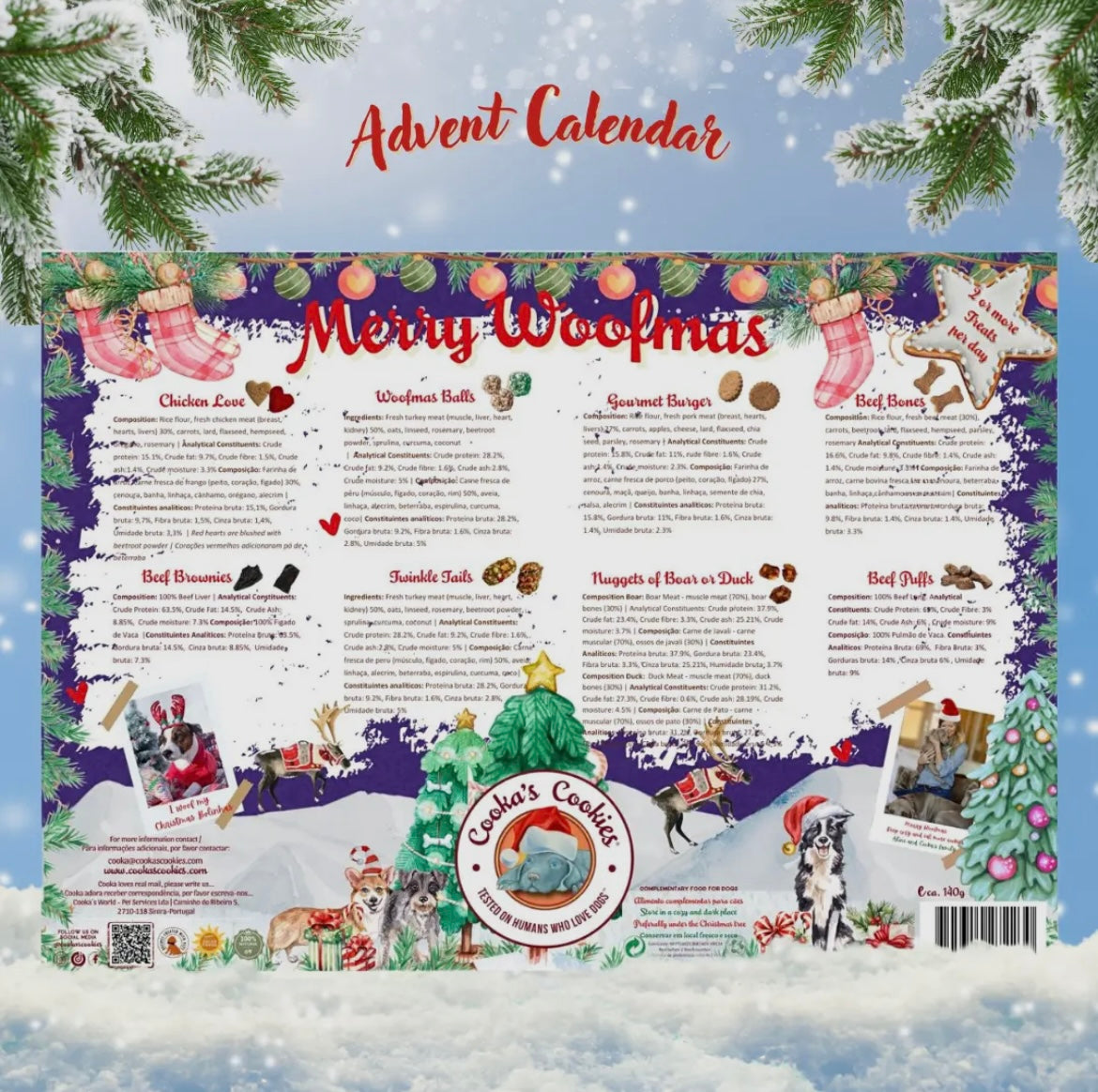 Calendrier de l’Avent pour Chiens Cooka’s Cookie – Édition Premium 24 Jours de Friandises Naturelles Woofmas