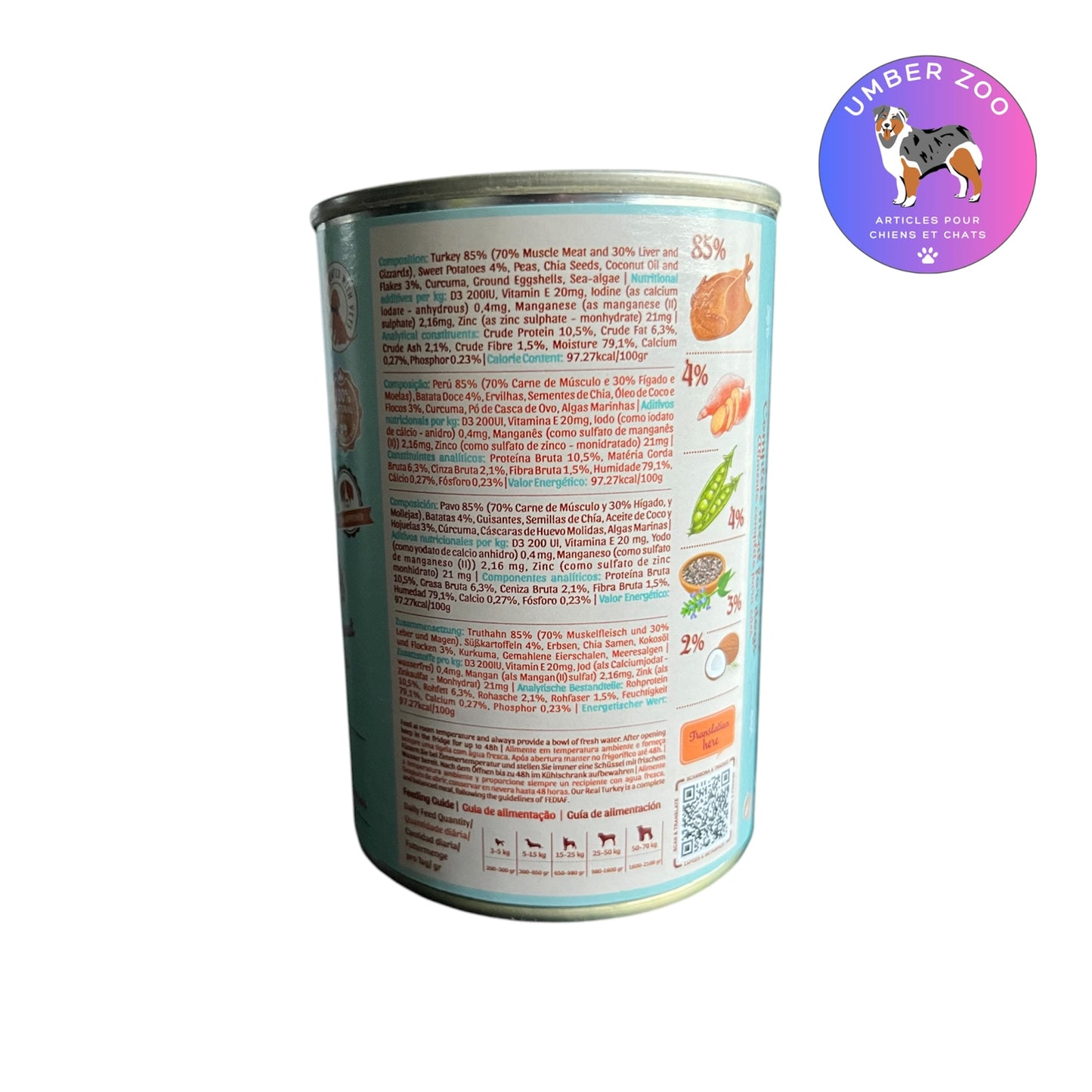 Cooka’s Cookie : Pâtée pour chien à la dinde naturelle – Boîte 400g premium